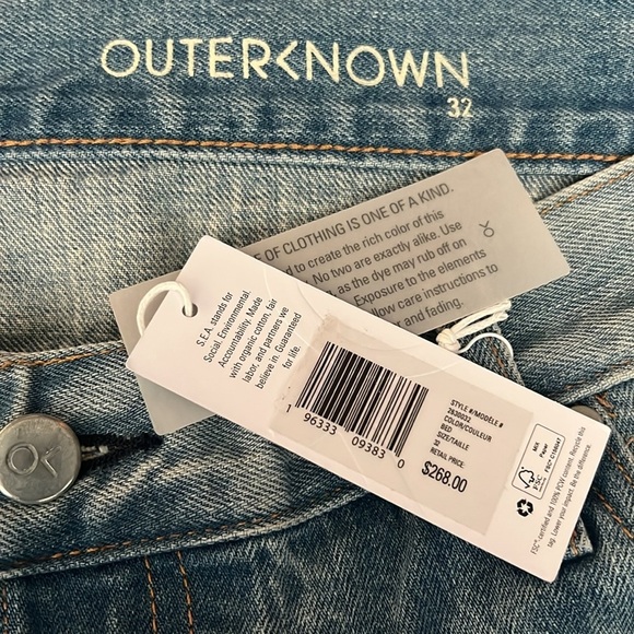 Outerknown S.E.A. Cali Vintage Straight Button Fly Organic Cotton Jeans 32 NWT - Picture 10 of 10